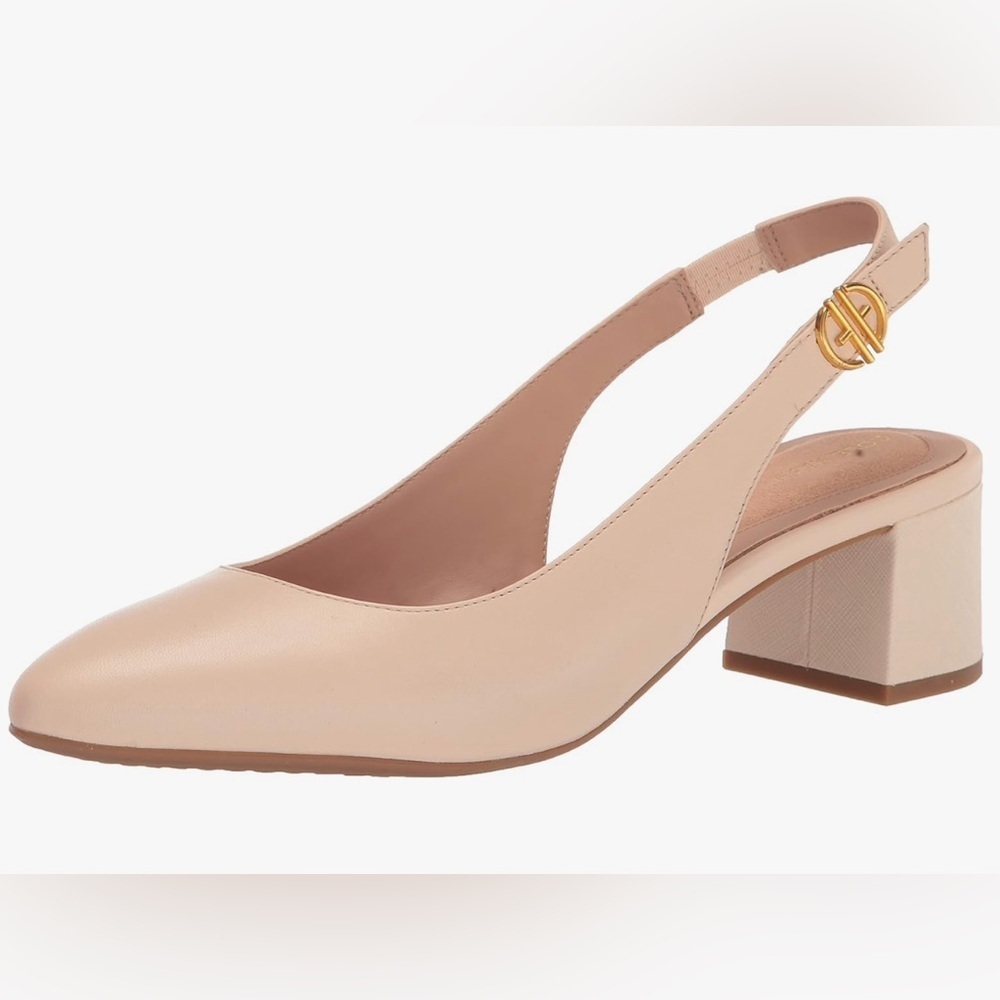 Cole Haan Nude Beige Slingback Block Heel Pumps
